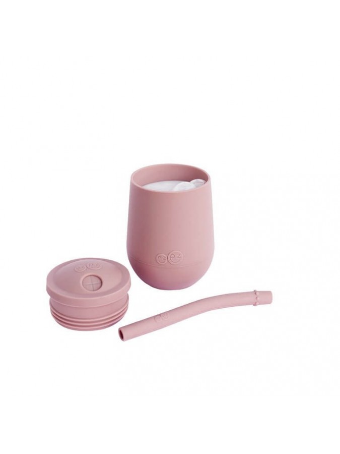EZPZ silikonowy kubeczek ze słomką Mini Cup Straw Training System 120 ml pastelowy róż