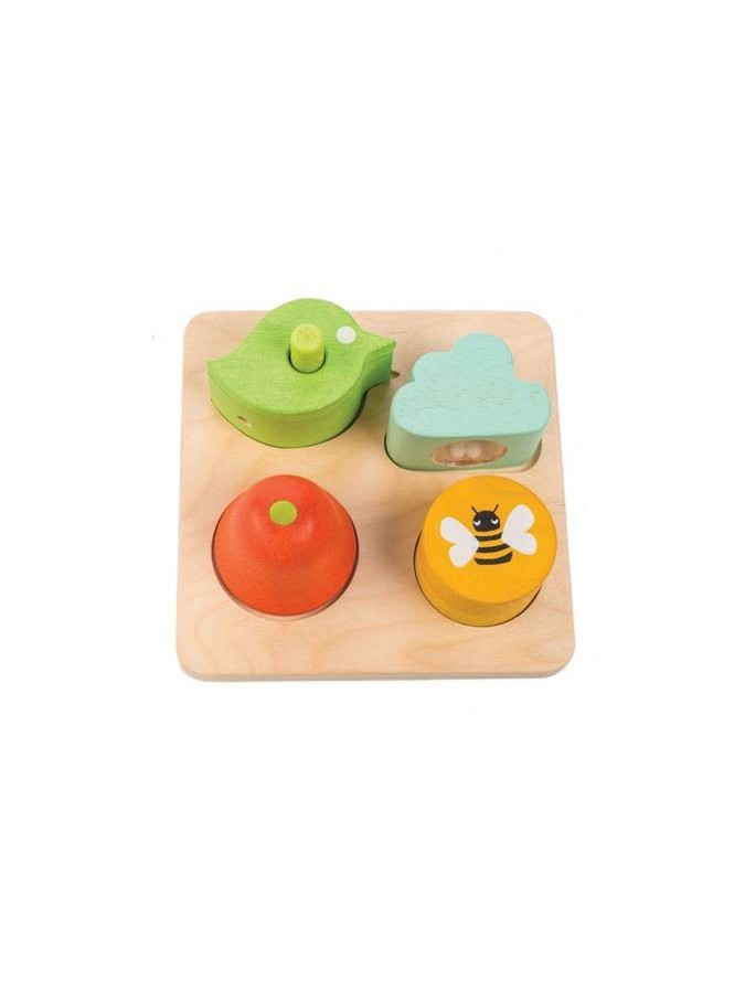Tender Leaf Toys drewniana zabawka sensoryczna Ogród kształty i dźwięki