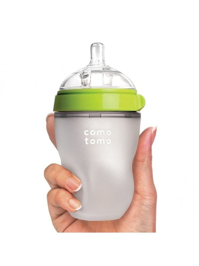 Comotomo antykolkowa butelka silikonowa Moms Breast 150 ml Green Newborn
