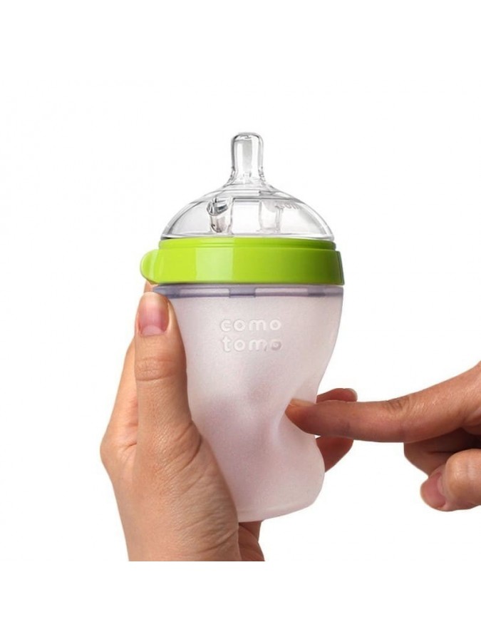 Comotomo antykolkowa butelka silikonowa Moms Breast 250 ml Green Baby