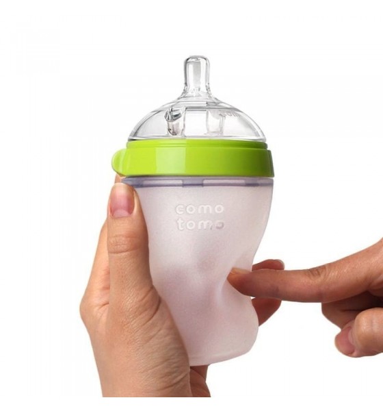 Comotomo antykolkowa butelka silikonowa Moms Breast 250 ml Green Baby