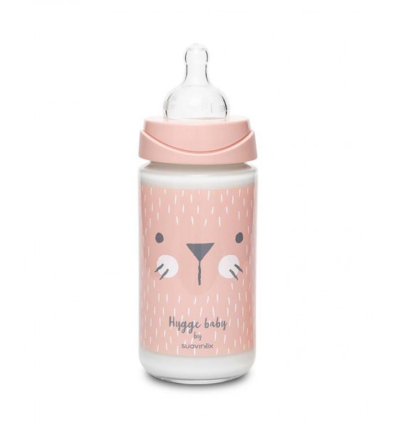 Suavinex butelka szklana Hygge Baby 240 ml kotek różowy