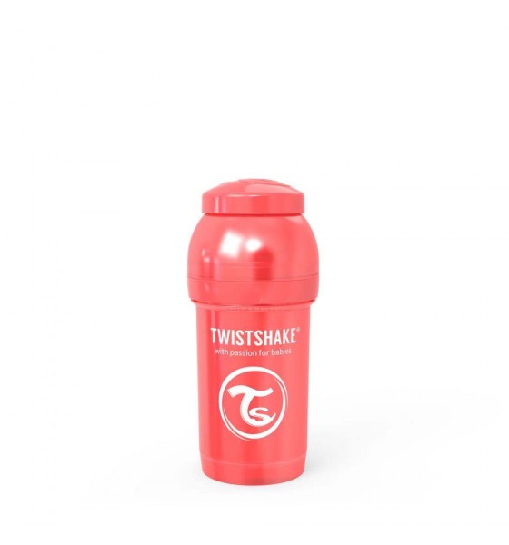 Twistshake butelka antykolkowa do karmienia 180 ml perłowa czerwona