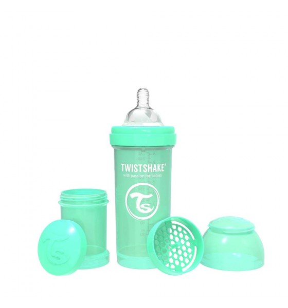 Twistshake butelka antykolkowa do karmienia 260 ml pastelowa zielona