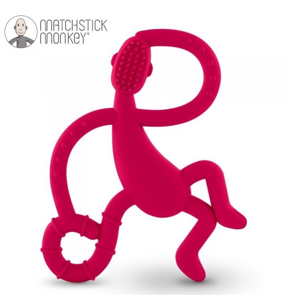 Matchstick Monkey Dancing terapeutyczny gryzak masujący ze szczoteczką red